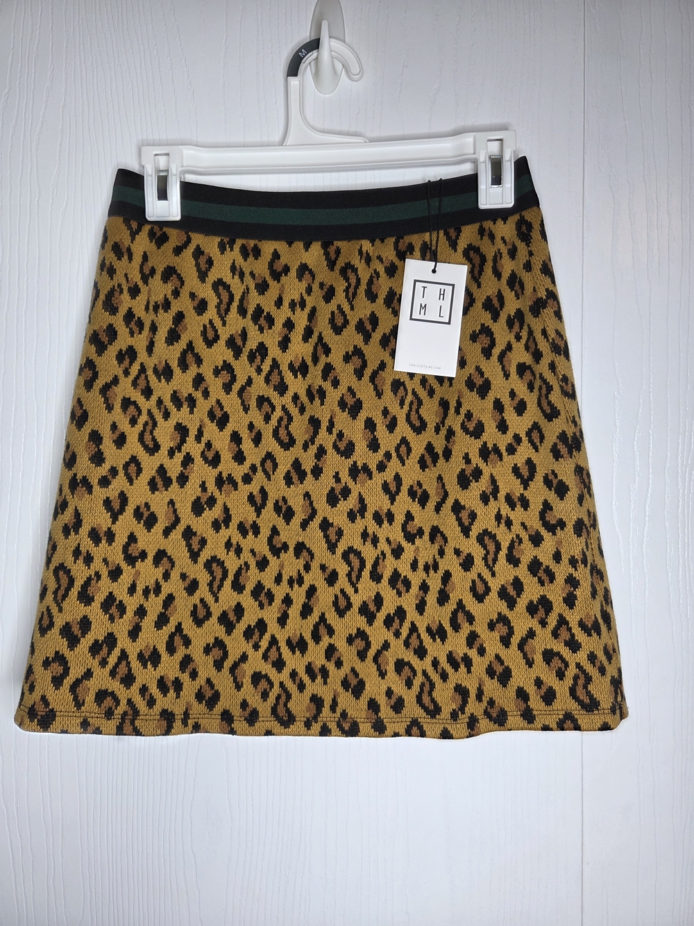 NWT THML Leopard Animal Print Knit Mini Skirt Size Medium Preppy